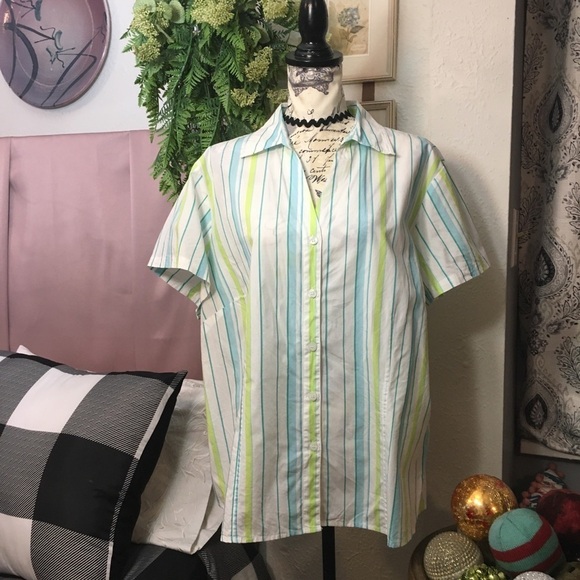 ❤️ Plus Size Style&Co - V neck button down blouse - Picture 1 of 7